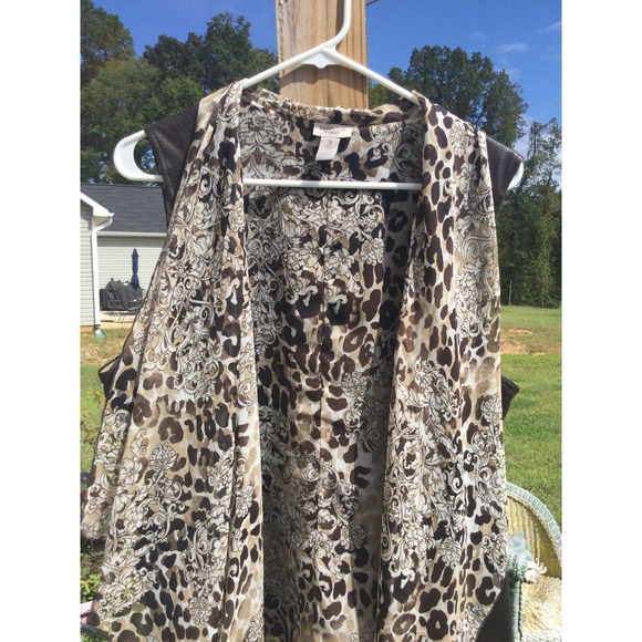 Easywear by Chico’s womens open scarf vest size 3 xl 16 faux leather cheetah - Picture 2 of 10